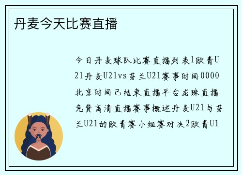丹麦今天比赛直播